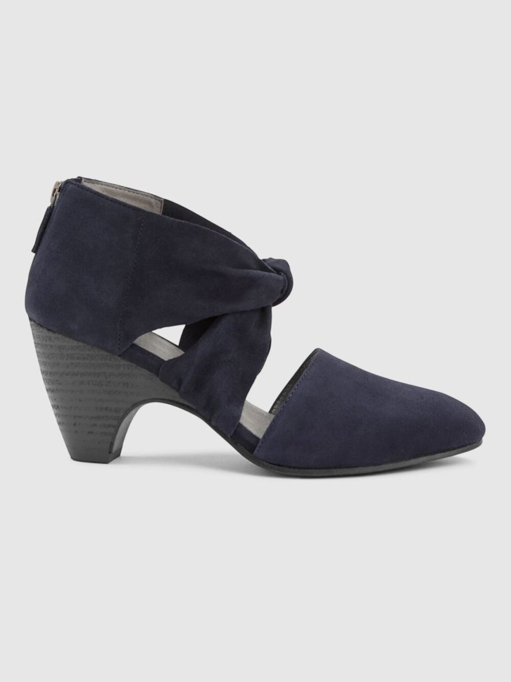 Eileen Fisher Mary Twist-Front Black Suede Pump